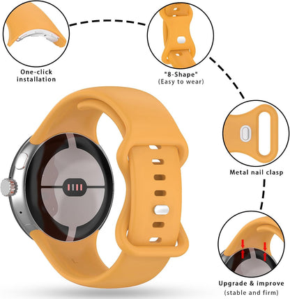 Band Compatible with Google Pixel Watch 3/4 (45mm), Soft Silicone Sport Replacement Straps Bracelet for Google Pixel Watch 45mm