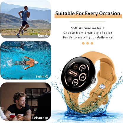 Band Compatible with Google Pixel Watch 3/4 (45mm), Soft Silicone Sport Replacement Straps Bracelet for Google Pixel Watch 45mm