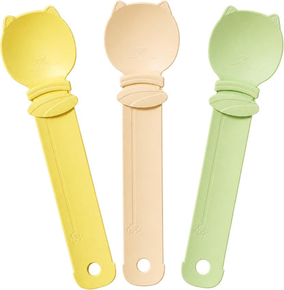 3 Pack Cat Treat Dispenser Spoons for Wet Food – Lickable Squeeze Spoon for Churu & Cat Treats – Multi-Function Feeding Spoon for Cats – 9.8 Inch,Beige, Yellow, Green