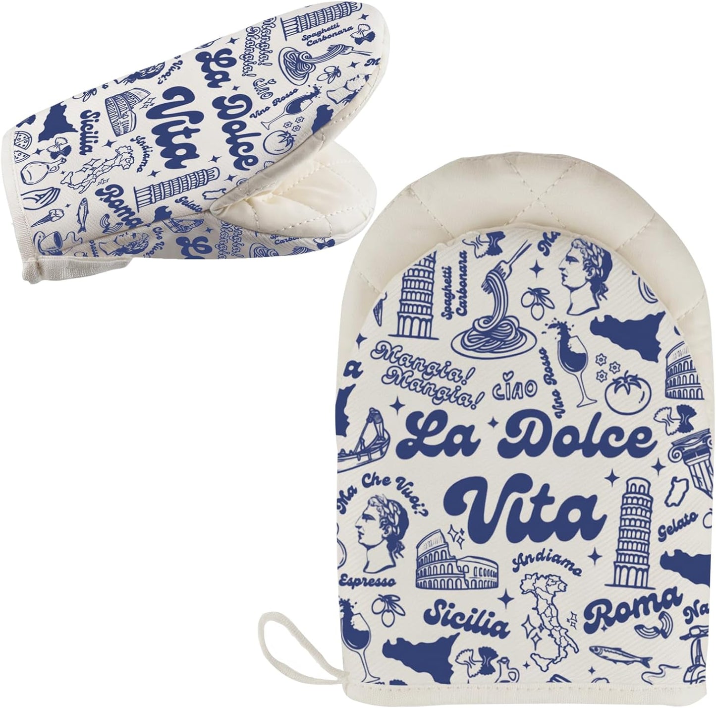 La Dolce Vita Oven Glove Italian Mama Nonna Short Oven Mitt Italian Lemon Housewarming Gifts for Women (La Do G)