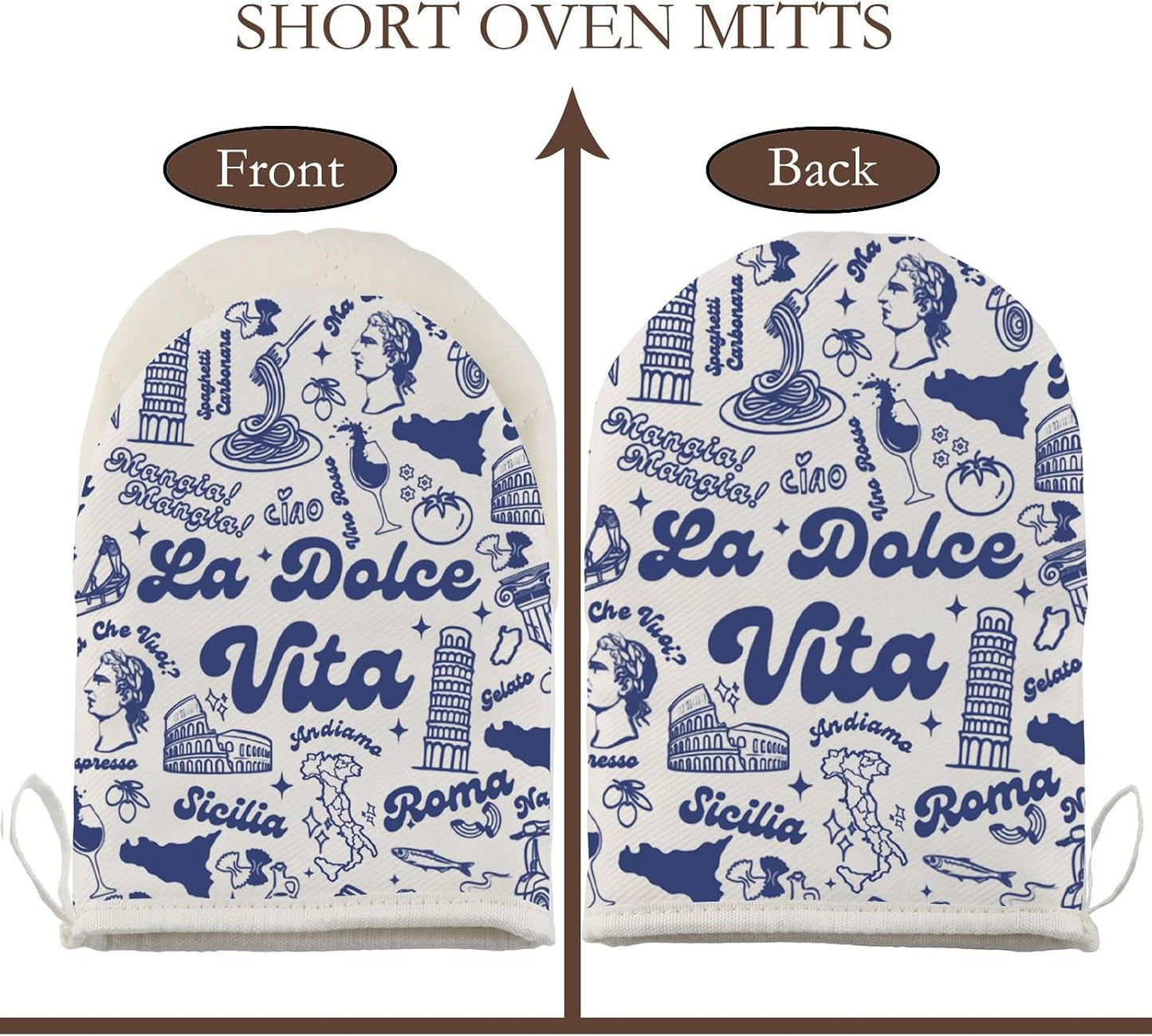La Dolce Vita Oven Glove Italian Mama Nonna Short Oven Mitt Italian Lemon Housewarming Gifts for Women (La Do G)