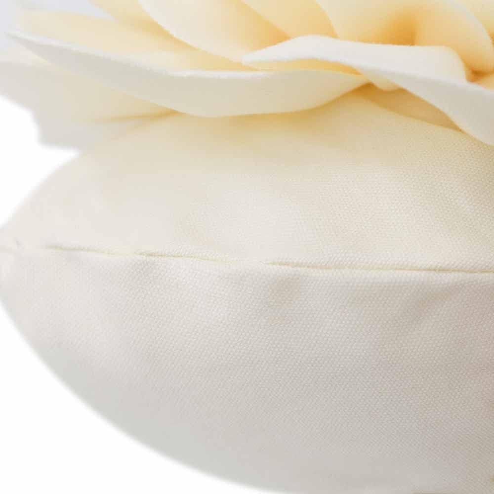 JWH Handmade 3D Flower Throw Pillow Cover Decorative Round Cushion Handmade Pillowcase Striped Floral Accent Pillow Case for Bed Couch Living Room Office Chair 14 Inch Ivory Yellow