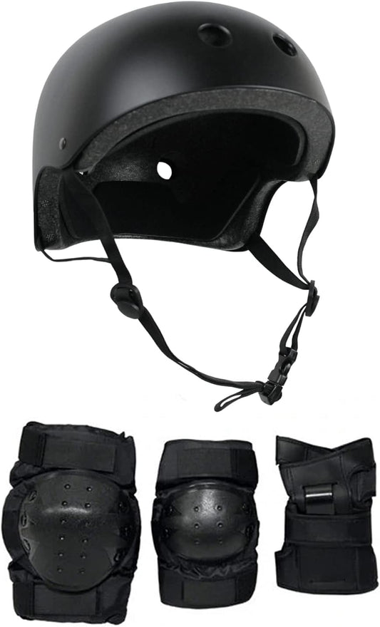 Skateboard Helmet and Pads Combo Includes Helmet, Knee Pads, Elbow Pads, Wrist Guards - Choose Size and Color