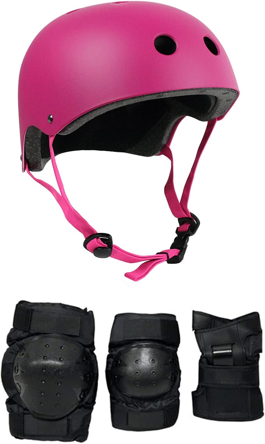 Skateboard Helmet and Pads Combo Includes Helmet, Knee Pads, Elbow Pads, Wrist Guards - Choose Size and Color