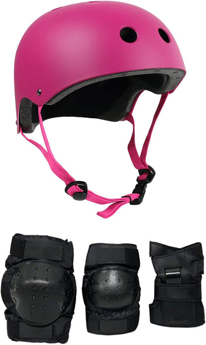 Skateboard Helmet and Pads Combo Includes Helmet, Knee Pads, Elbow Pads, Wrist Guards - Choose Size and Color