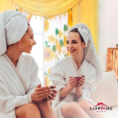 Sapphire Home Sheer Curtains - Two Tone 4 Panels Set w/Valance & Tiebacks, 55"x63", Lightweight Light-Filtering Window Curtain for Living Room, Bedroom, Kitchen, Dining Room - Sunflower/Yellow