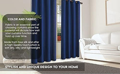 J&V TEXTILES 2 Panels Solid Grommet Faux Silk Window Curtain Drapes Treatment in 84" Length (Yellow)*