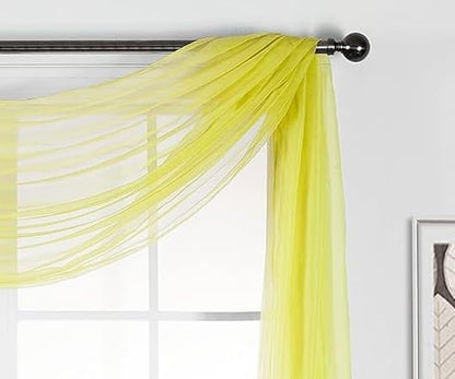 New Window Sheer Scarf Multifunction Voile Valance Window Treatment or Event Decoration Superior Threads (Yellow, Standard - 37" x 216")