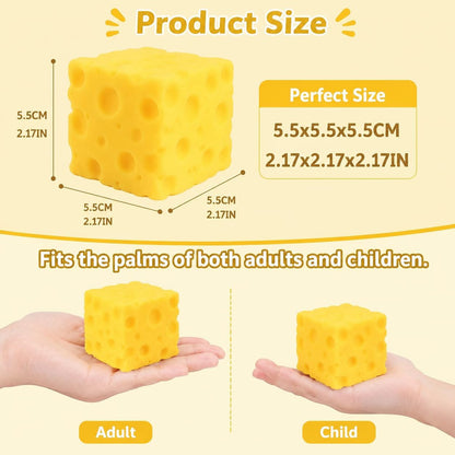 2 Pack Big Cheese Squishy, Fake Cheese Stress Ball, Slow Rising Squishy Toys, Squeeze Cheese Squishys Cheap, Suitable for Adults and Children, as Well as squishies for Girls.