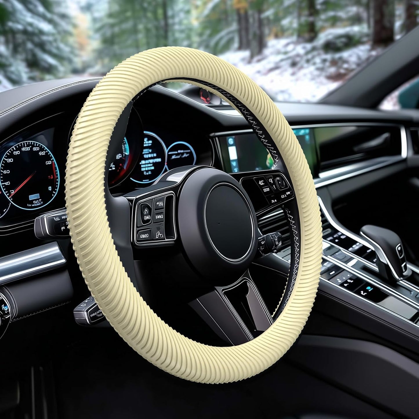 Car Steering Wheel Cover, Thin Anti-Skid Silicone,Light Yellow | Steering Wheel Cover for Men & Women, Universal Automotive Interior Accessories for Most Cars
