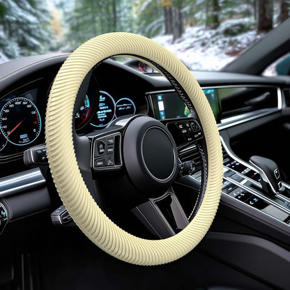 Car Steering Wheel Cover, Thin Anti-Skid Silicone,Light Yellow | Steering Wheel Cover for Men & Women, Universal Automotive Interior Accessories for Most Cars
