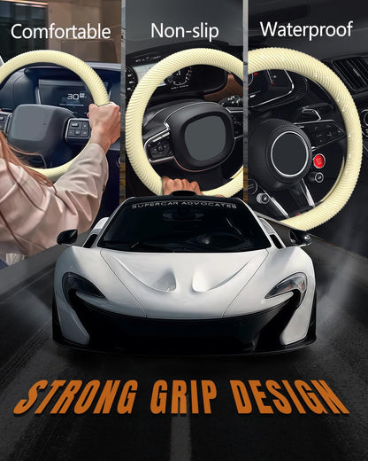 Car Steering Wheel Cover, Thin Anti-Skid Silicone,Light Yellow | Steering Wheel Cover for Men & Women, Universal Automotive Interior Accessories for Most Cars