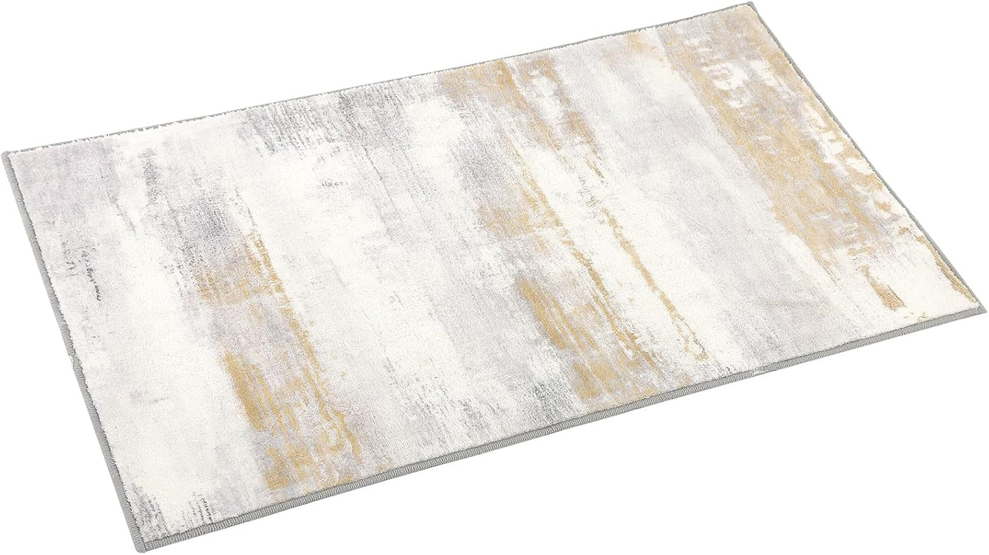 Door Mat, Front Indoor Door Mat Faux Wool Non-Slip Entryway Rug Absorbent Abstract Throw Rug for Indoor Entrance Hallway Laundry Room, High Traffic Areas, 24X36 Inches, Yellow Washable