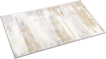 Door Mat, Front Indoor Door Mat Faux Wool Non-Slip Entryway Rug Absorbent Abstract Throw Rug for Indoor Entrance Hallway Laundry Room, High Traffic Areas, 24X36 Inches, Yellow Washable