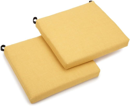 TRP Indoor Outdoor Reversible Square Deep Seat Patio Chair Cushions Set of 2 with Hook/Loop Ties | Box-Edged Zipper-Closed All Weather Lemon Yellow Color | Dining Chair Stain Water Proof 20" X 19"