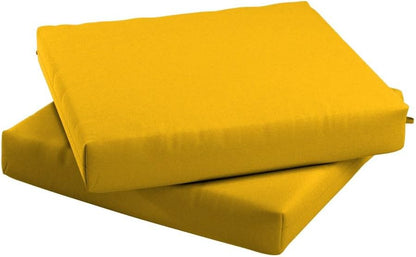 California Umbrella Outdoor Replacement Patio Chair Pad Set of 2, 18 x 18 Inch, Premium Outdoor Memory Foam, Fade Resistant, Solstice Olefin Fabric, Fabric Ties, Lemon
