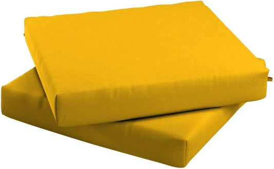 California Umbrella Outdoor Replacement Patio Chair Pad Set of 2, 18 x 18 Inch, Premium Outdoor Memory Foam, Fade Resistant, Solstice Olefin Fabric, Fabric Ties, Lemon