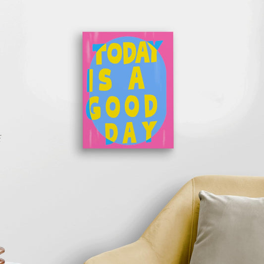 Inspirational Canvas Wall Art,Girly Wall Art,Yellow And Blue Preppy Funky Today Is a Good Day Framed Canvas Wall Art Decor 14x11,Colorful Hot Pink Preppy Paintings Artwork Office Dorm Room Home Wall Art Decor