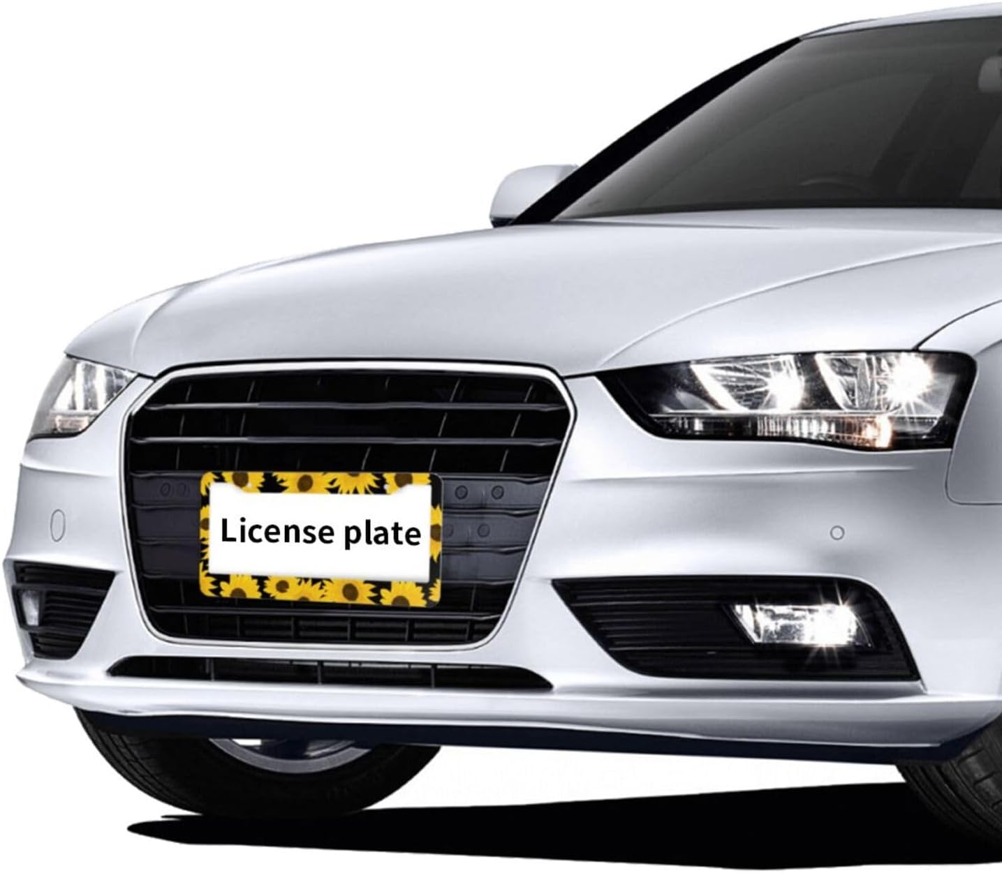Sunflower License Plate Frame Yellow Sunflowers License Plate Frame 2 Hole Aluminum Car Accessory 12.3 X 6.3Inch Car Sticker Gift for Men Women