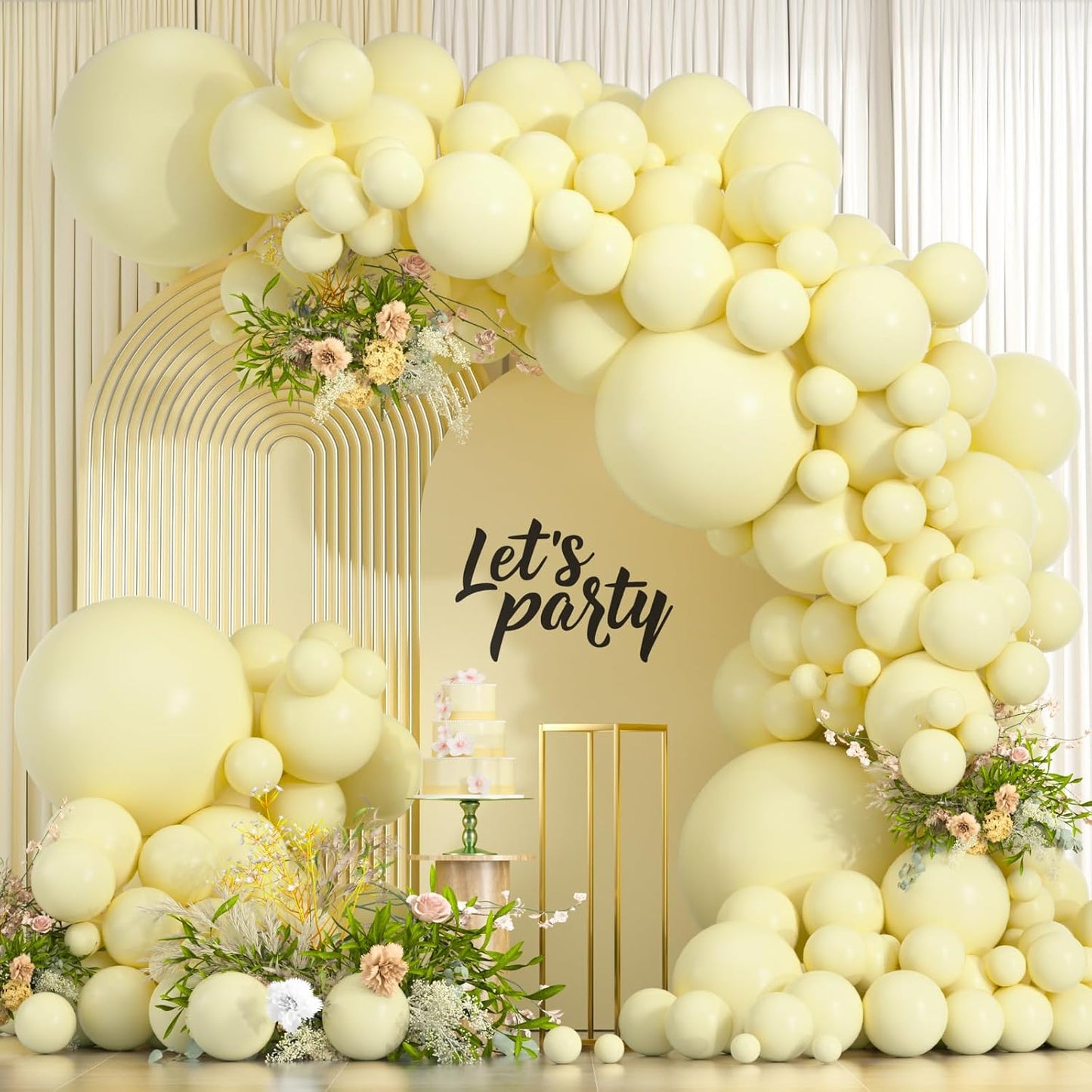 Pastel Yellow Balloons, 114pcs Light Yellow Balloons Garland Arch Kit | 18 12 10 5 inch Pale Yellow Balloon for Sunshine Baby Shower, Bee Theme Birthday, Gender Reveal