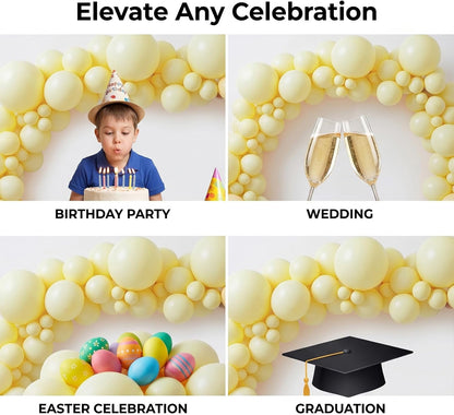 Pastel Yellow Balloons, 114pcs Light Yellow Balloons Garland Arch Kit | 18 12 10 5 inch Pale Yellow Balloon for Sunshine Baby Shower, Bee Theme Birthday, Gender Reveal
