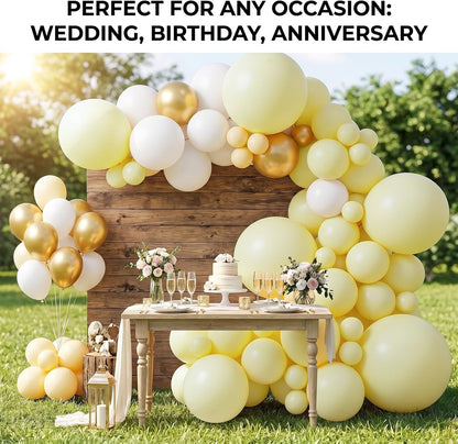 Pastel Yellow Balloons, 114pcs Light Yellow Balloons Garland Arch Kit | 18 12 10 5 inch Pale Yellow Balloon for Sunshine Baby Shower, Bee Theme Birthday, Gender Reveal