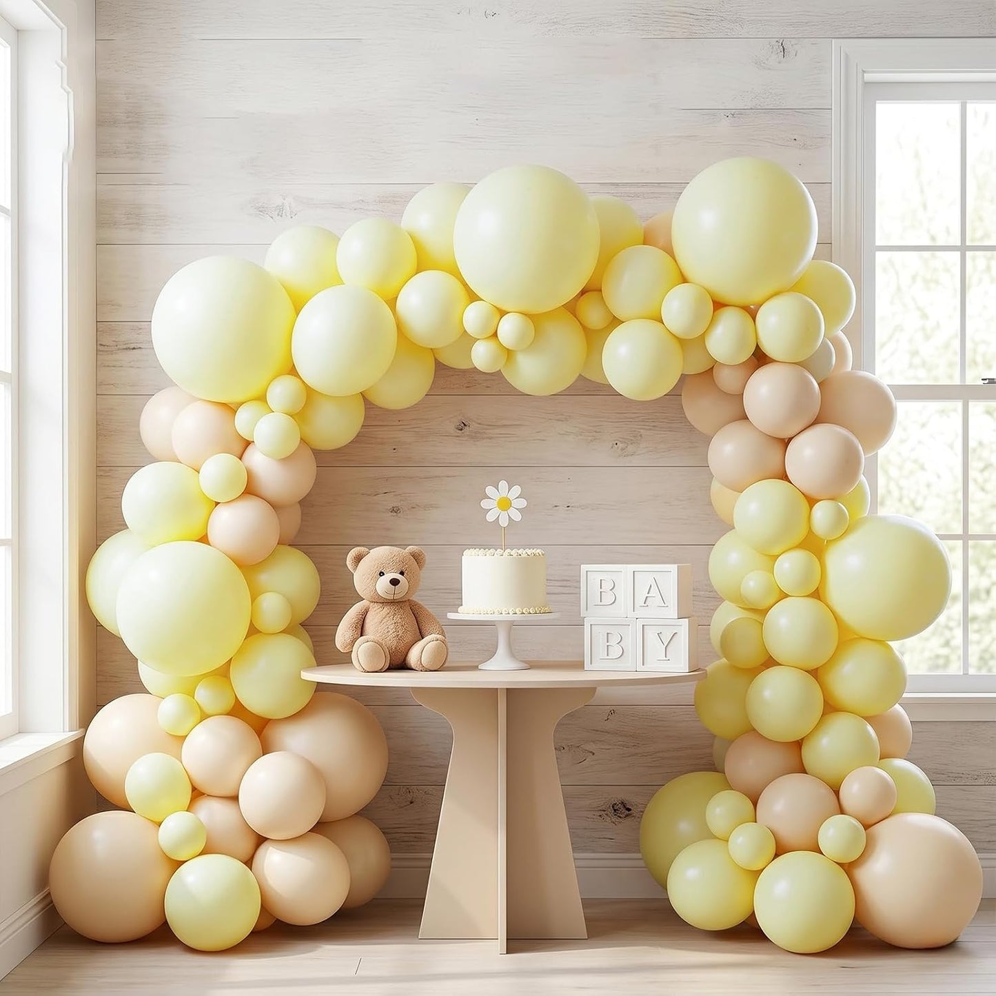 Pastel Yellow Balloons, 114pcs Light Yellow Balloons Garland Arch Kit | 18 12 10 5 inch Pale Yellow Balloon for Sunshine Baby Shower, Bee Theme Birthday, Gender Reveal