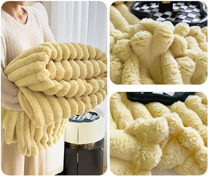 Wttfc Faux Fur Blankets, Fleece Throw Blanket, Super Soft Throw Blanket, Fuzzy Cozy Thick Warm Textured Blanket for Beds, Sofas, Couches, for All Seasons,Cream Yellow,39x59in