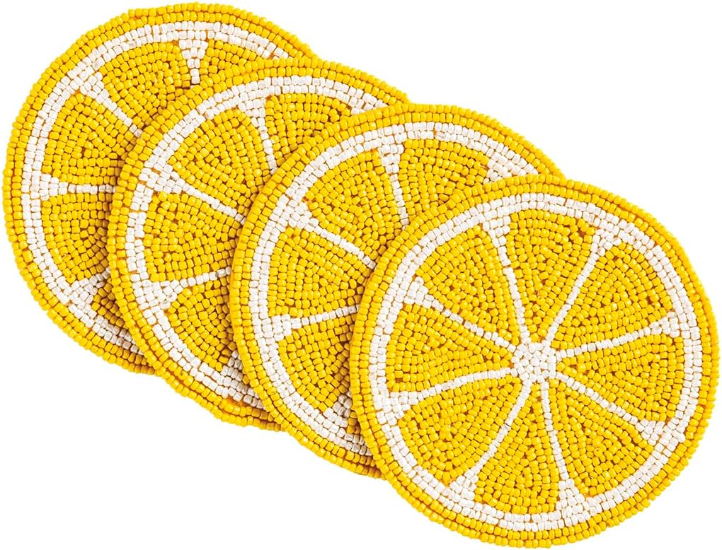 Yellow Lemon Beaded Fruit Coaster