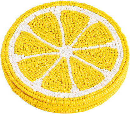 Yellow Lemon Beaded Fruit Coaster