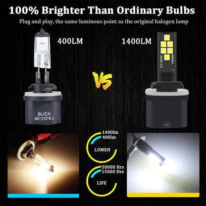 2x 880 893 899 LED Fog Light Bulb for Powersports Advanced 3030 SMD Bright Colorful Daytime Running DRL Lamp, Golden Yellow