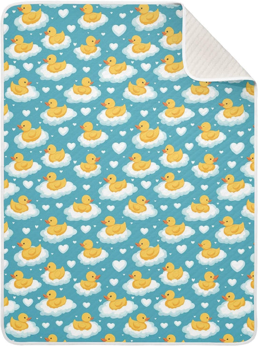 Toddler Blanket for Baby Boy or Girl Soft Multi Use Wrap Swaddle for Infant Toddler 30X40in Cute Yellow Ducks Floating on Clouds
