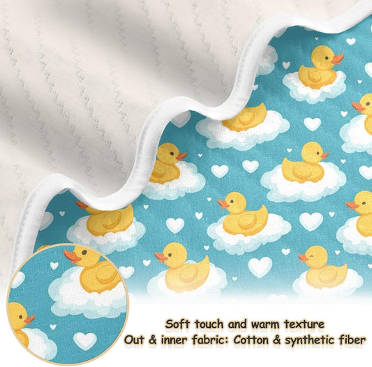 Toddler Blanket for Baby Boy or Girl Soft Multi Use Wrap Swaddle for Infant Toddler 30X40in Cute Yellow Ducks Floating on Clouds