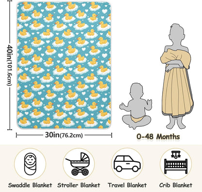 Toddler Blanket for Baby Boy or Girl Soft Multi Use Wrap Swaddle for Infant Toddler 30X40in Cute Yellow Ducks Floating on Clouds