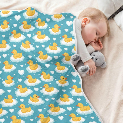 Toddler Blanket for Baby Boy or Girl Soft Multi Use Wrap Swaddle for Infant Toddler 30X40in Cute Yellow Ducks Floating on Clouds