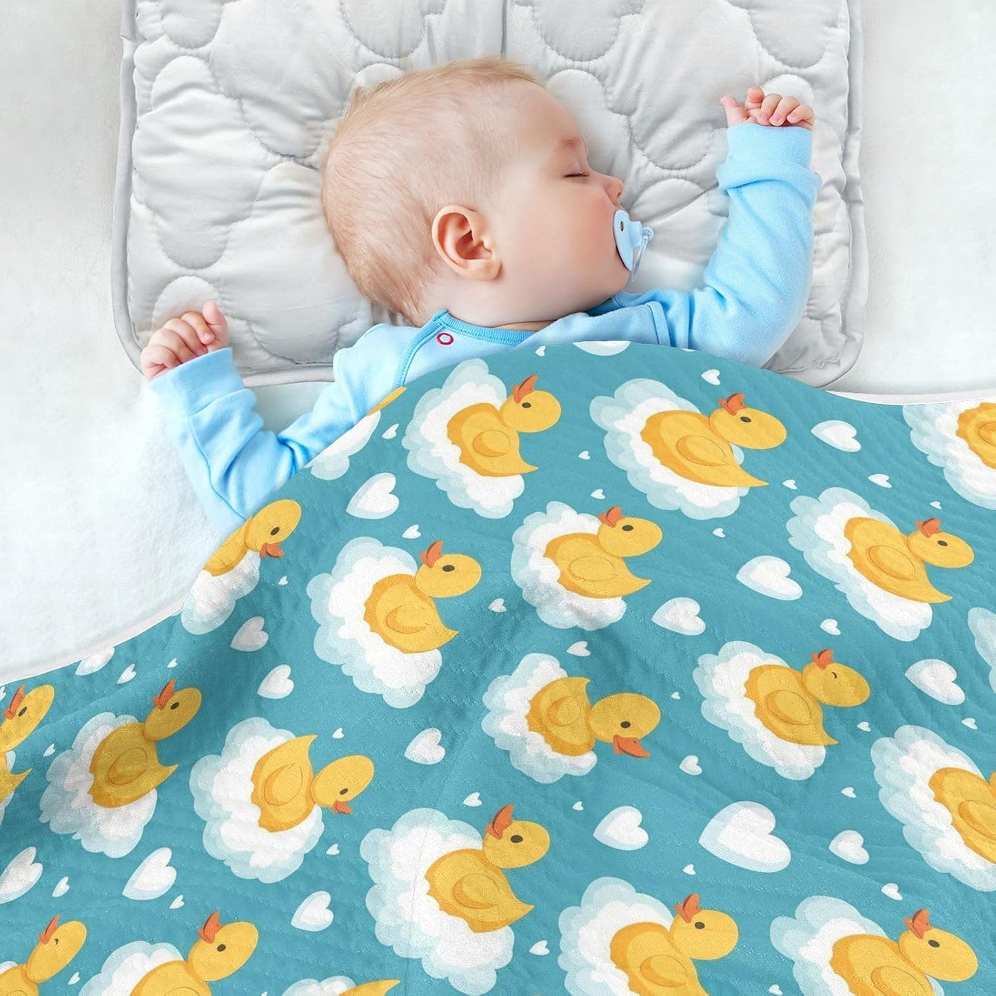 Toddler Blanket for Baby Boy or Girl Soft Multi Use Wrap Swaddle for Infant Toddler 30X40in Cute Yellow Ducks Floating on Clouds