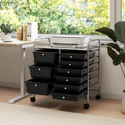 15 Drawer Rolling Storage Cart, Mobile Drawer Carts for Craft Art Supply Paper Salon, Utility Cart on Wheels for Classroom Teacher School Office, Rolling Cart with Drawers (Yellow)