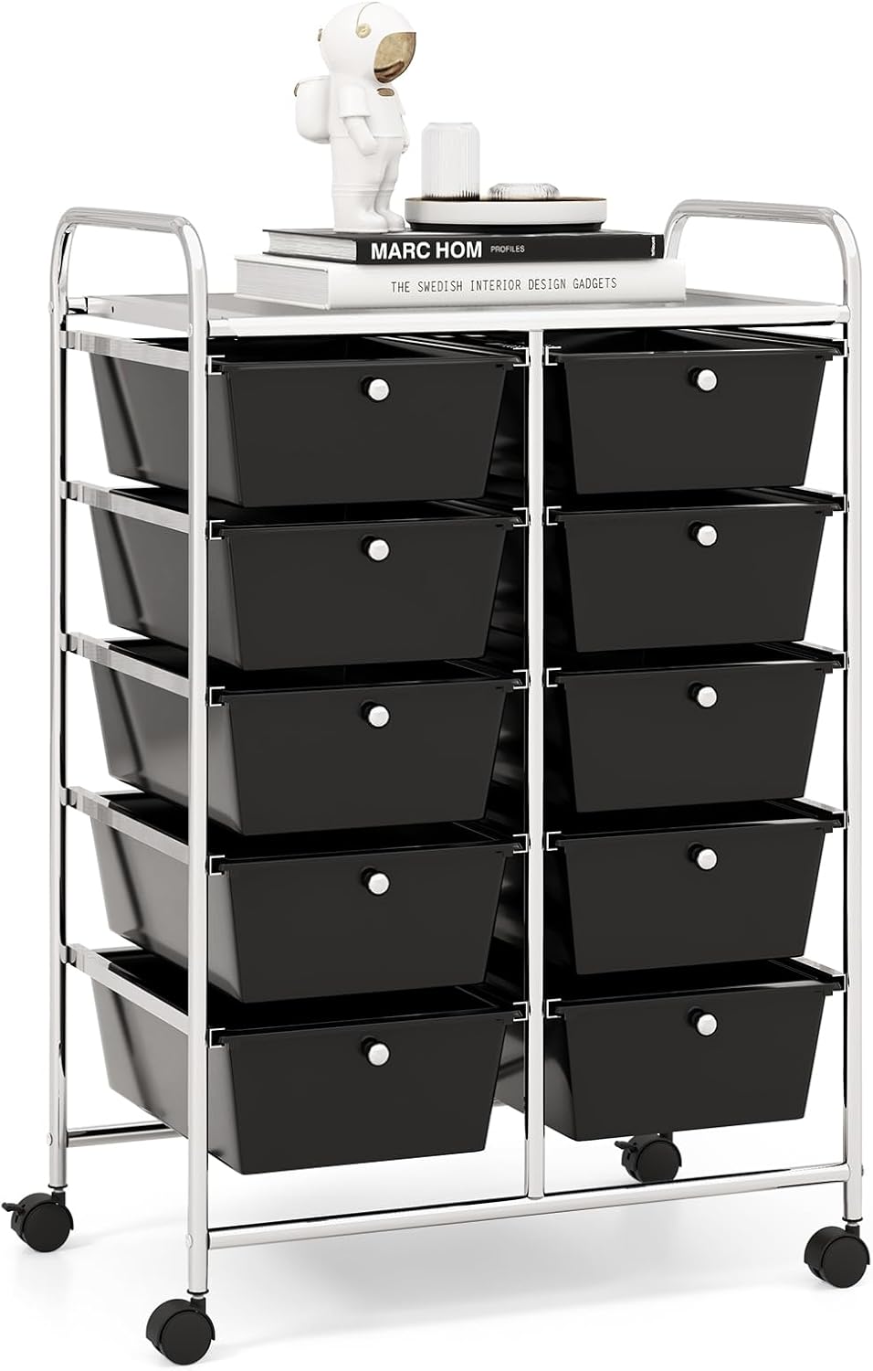 15 Drawer Rolling Storage Cart, Mobile Drawer Carts for Craft Art Supply Paper Salon, Utility Cart on Wheels for Classroom Teacher School Office, Rolling Cart with Drawers (Yellow)