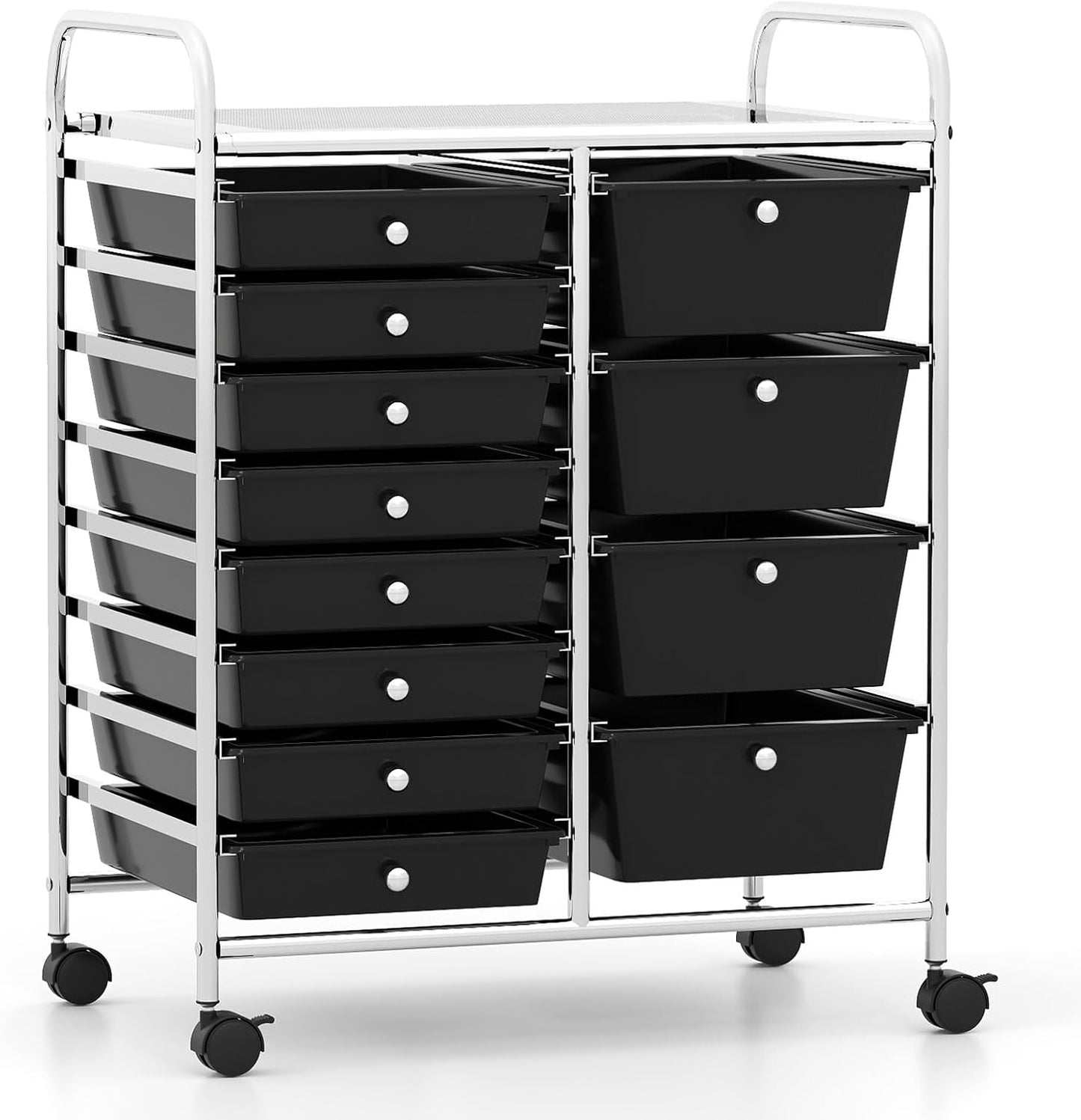 15 Drawer Rolling Storage Cart, Mobile Drawer Carts for Craft Art Supply Paper Salon, Utility Cart on Wheels for Classroom Teacher School Office, Rolling Cart with Drawers (Yellow)