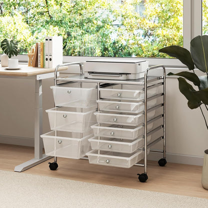 15 Drawer Rolling Storage Cart, Mobile Drawer Carts for Craft Art Supply Paper Salon, Utility Cart on Wheels for Classroom Teacher School Office, Rolling Cart with Drawers (Yellow)
