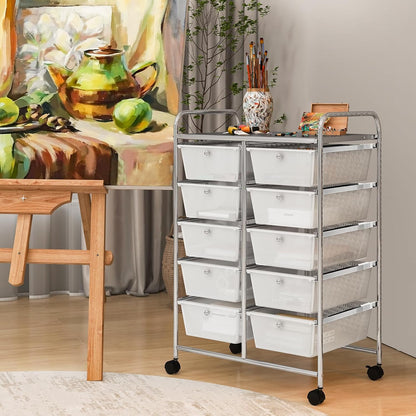 15 Drawer Rolling Storage Cart, Mobile Drawer Carts for Craft Art Supply Paper Salon, Utility Cart on Wheels for Classroom Teacher School Office, Rolling Cart with Drawers (Yellow)