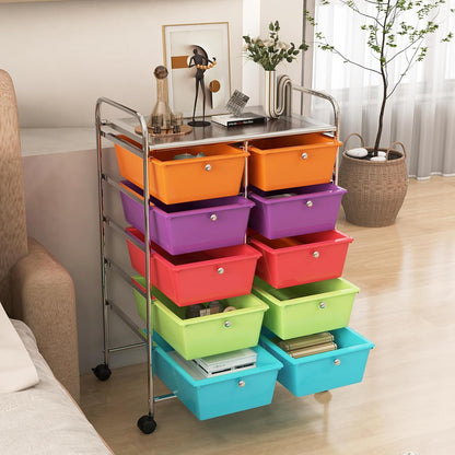 15 Drawer Rolling Storage Cart, Mobile Drawer Carts for Craft Art Supply Paper Salon, Utility Cart on Wheels for Classroom Teacher School Office, Rolling Cart with Drawers (Yellow)