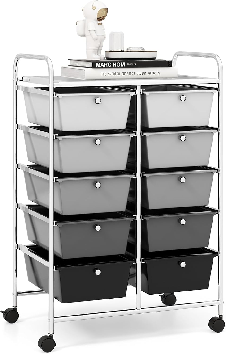 15 Drawer Rolling Storage Cart, Mobile Drawer Carts for Craft Art Supply Paper Salon, Utility Cart on Wheels for Classroom Teacher School Office, Rolling Cart with Drawers (Yellow)