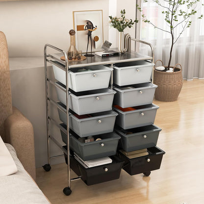 15 Drawer Rolling Storage Cart, Mobile Drawer Carts for Craft Art Supply Paper Salon, Utility Cart on Wheels for Classroom Teacher School Office, Rolling Cart with Drawers (Yellow)