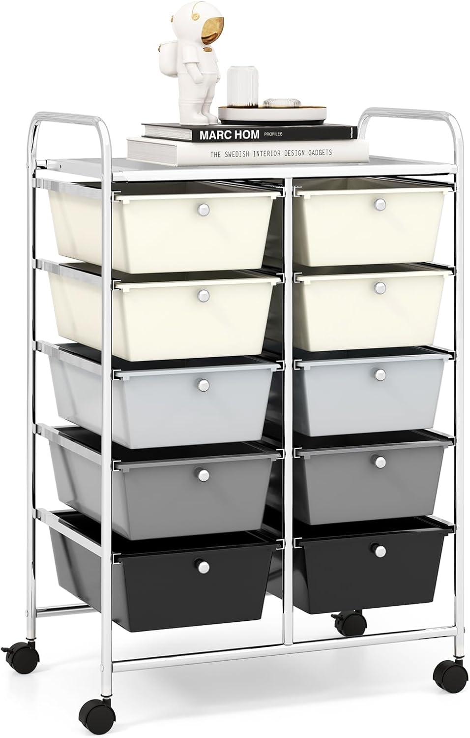15 Drawer Rolling Storage Cart, Mobile Drawer Carts for Craft Art Supply Paper Salon, Utility Cart on Wheels for Classroom Teacher School Office, Rolling Cart with Drawers (Yellow)