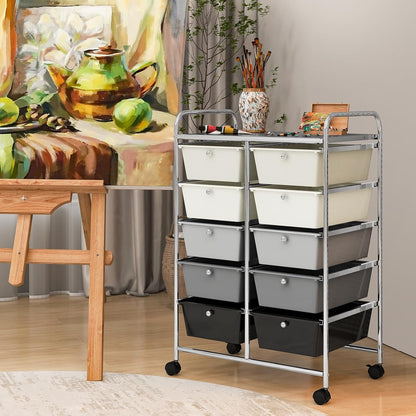 15 Drawer Rolling Storage Cart, Mobile Drawer Carts for Craft Art Supply Paper Salon, Utility Cart on Wheels for Classroom Teacher School Office, Rolling Cart with Drawers (Yellow)