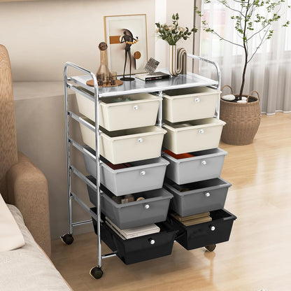 15 Drawer Rolling Storage Cart, Mobile Drawer Carts for Craft Art Supply Paper Salon, Utility Cart on Wheels for Classroom Teacher School Office, Rolling Cart with Drawers (Yellow)
