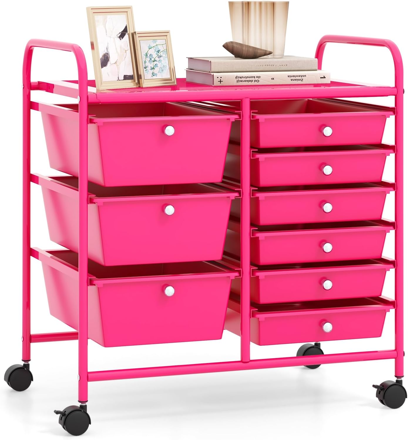 15 Drawer Rolling Storage Cart, Mobile Drawer Carts for Craft Art Supply Paper Salon, Utility Cart on Wheels for Classroom Teacher School Office, Rolling Cart with Drawers (Yellow)