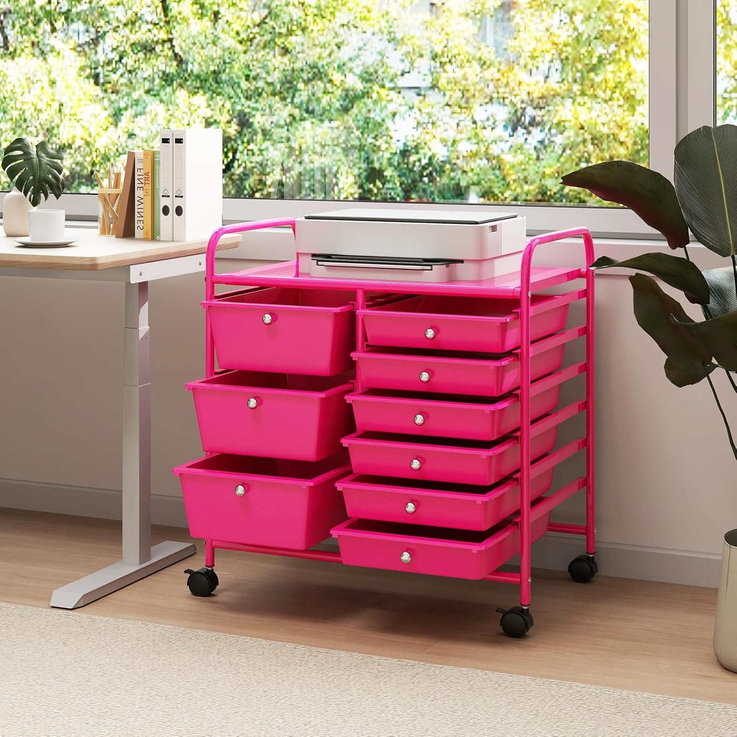 15 Drawer Rolling Storage Cart, Mobile Drawer Carts for Craft Art Supply Paper Salon, Utility Cart on Wheels for Classroom Teacher School Office, Rolling Cart with Drawers (Yellow)