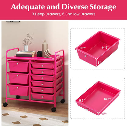 15 Drawer Rolling Storage Cart, Mobile Drawer Carts for Craft Art Supply Paper Salon, Utility Cart on Wheels for Classroom Teacher School Office, Rolling Cart with Drawers (Yellow)